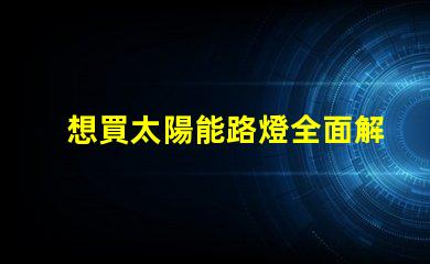 想買太陽能路燈全面解析太陽能路燈的優勢與選擇指南